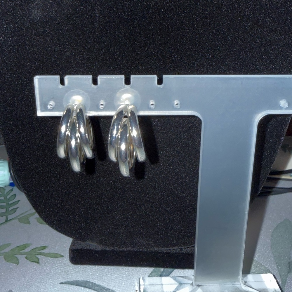 Silver Hoop Earrings - Picture 3 of 5